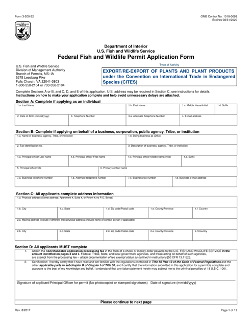 FWS Form 3-200-32  Printable Pdf