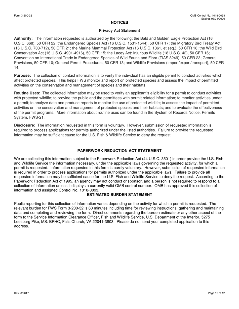 FWS Form 3-200-32 Federal Fish and Wildlife Permit Application Form - Export / Re-export of Plants and Plant Products Under the Convention on International Trade in Endangered Species (Cites), Page 12