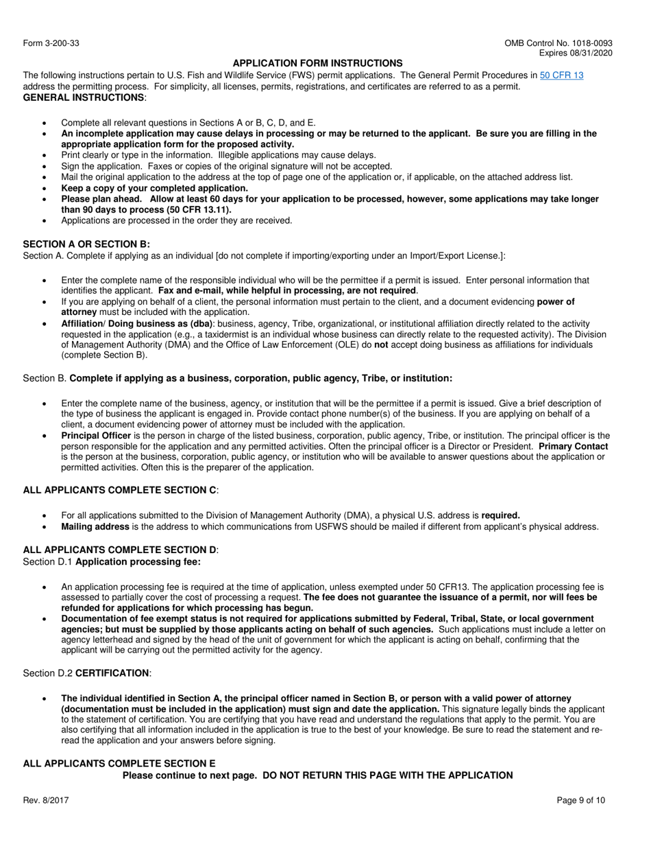 FWS Form 3-200-33 Federal Fish and Wildlife Permit Application Form - Export of Artificially Propagated Live Plants (Single and Multiple Commercial Shipments), Page 9
