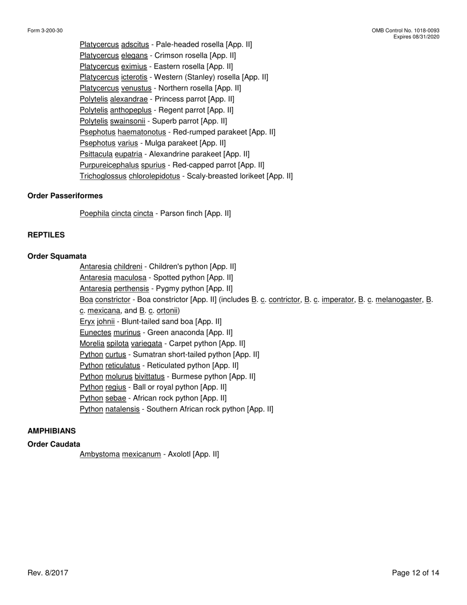 FWS Form 3-200-30 Federal Fish and Wildlife Permit Application Form - Export / Re-export / Re-import of Traveling Exhibitions (And Reissuance) Under the Convention on International Trade in Endangered Species (Cites) and / or U.S. Endangered Species Act (Esa), Page 12