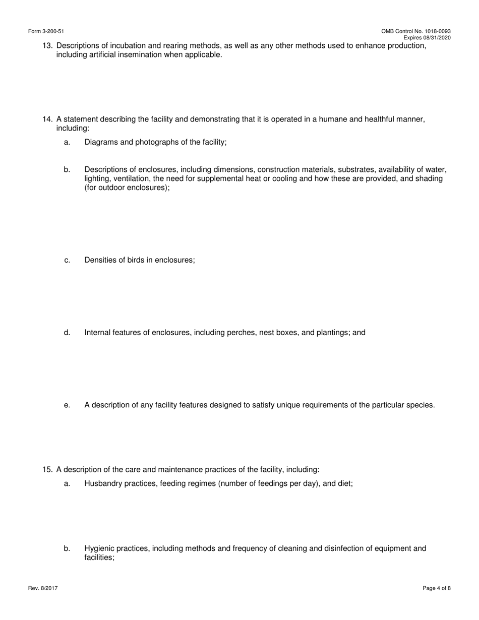 FWS Form 3-200-51 Federal Fish and Wildlife Permit Application Form - Approval of a Foreign Breeding Facility Under the Wild Bird Conservation Act (Wbca), Page 4