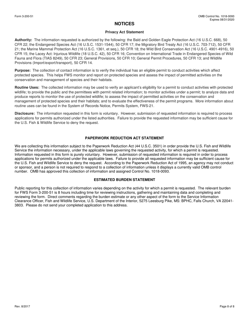 FWS Form 3-200-51 Federal Fish and Wildlife Permit Application Form - Approval of a Foreign Breeding Facility Under the Wild Bird Conservation Act (Wbca), Page 8