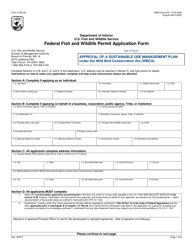Document preview: FWS Form 3-200-50 Federal Fish and Wildlife Permit Application Form - Approval of a Sustainable Use Management Plan Under the Wild Bird Conservation Act (Wbca)