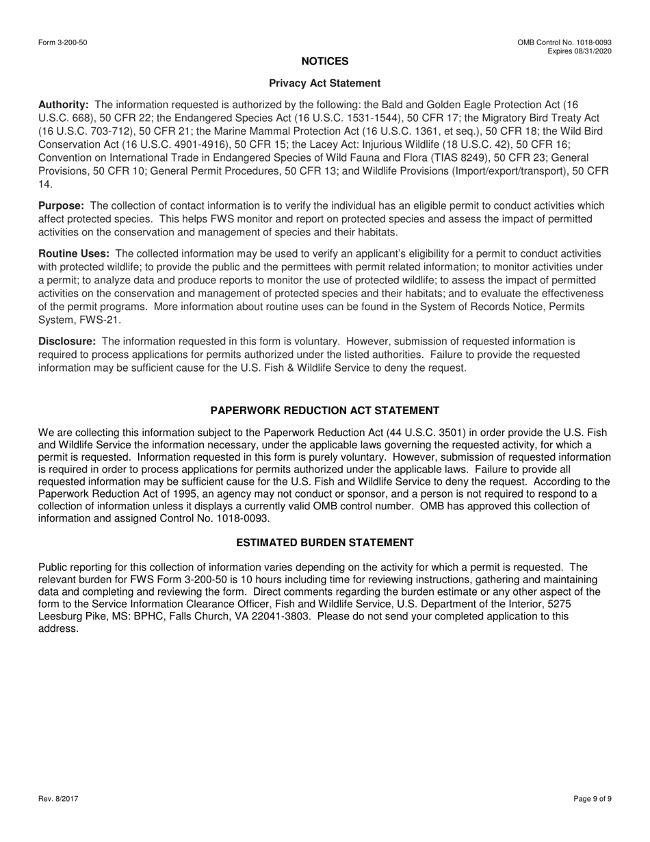 FWS Form 3-200-50 Federal Fish and Wildlife Permit Application Form - Approval of a Sustainable Use Management Plan Under the Wild Bird Conservation Act (Wbca), Page 9