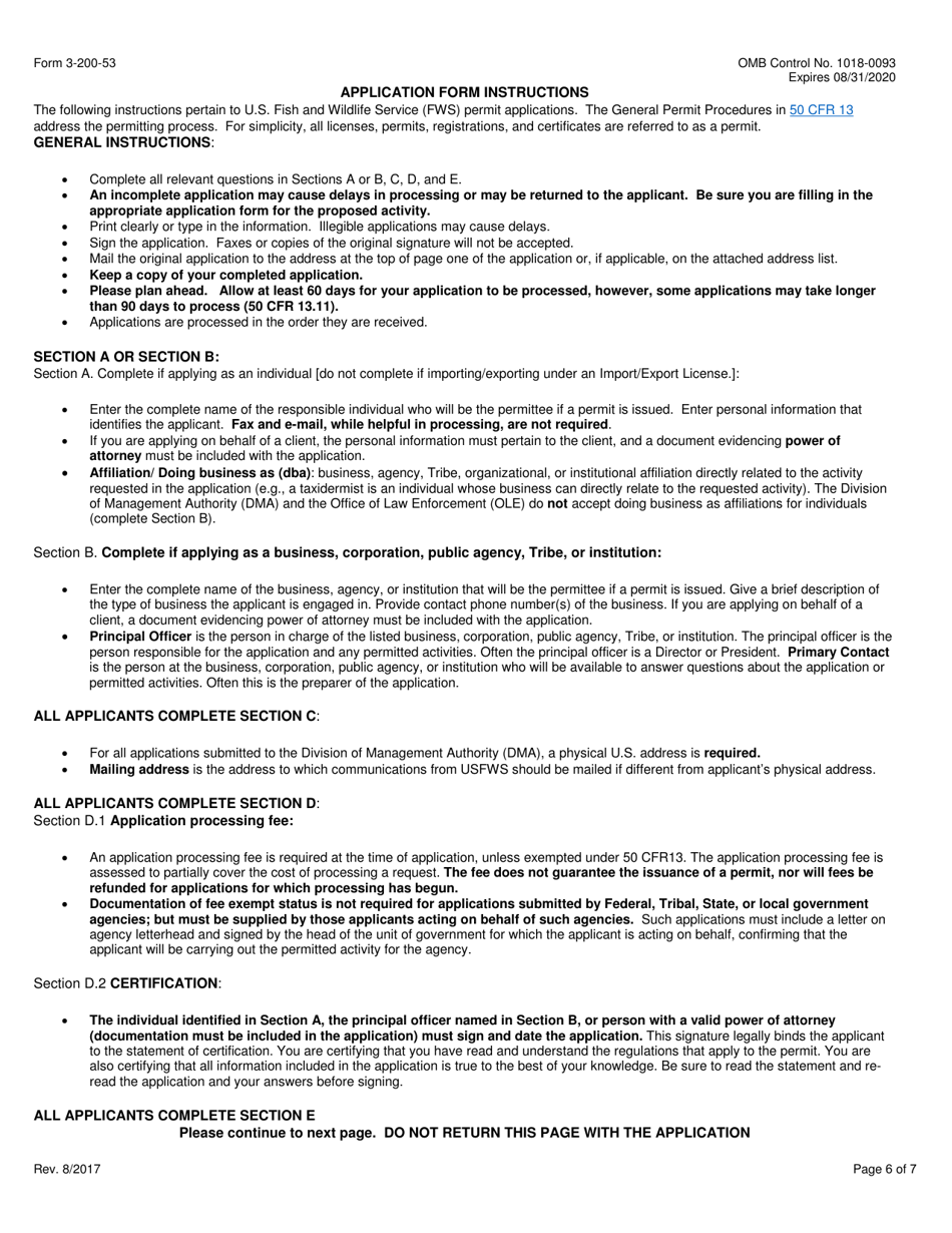FWS Form 3-200-53 Federal Fish and Wildlife Permit Application Form - Export / Re-export of Live Captive-Held Marine Mammals Under the Convention on International Trade in Endangered Species (Cites), Page 6