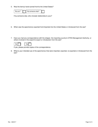 FWS Form 3-200-58 Federal Fish and Wildlife Permit Application Form - Permit Issued Retrospectively - Supplemental Application Under the Convention on International Trade in Endangered Species (Cites), Page 2