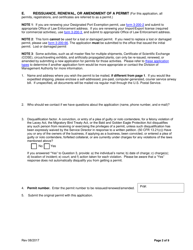 FWS Form 3-200-52 Federal Fish and Wildlife Permit Application Form - Reissuance, Renewal, or Amendment of a Permit, Page 2