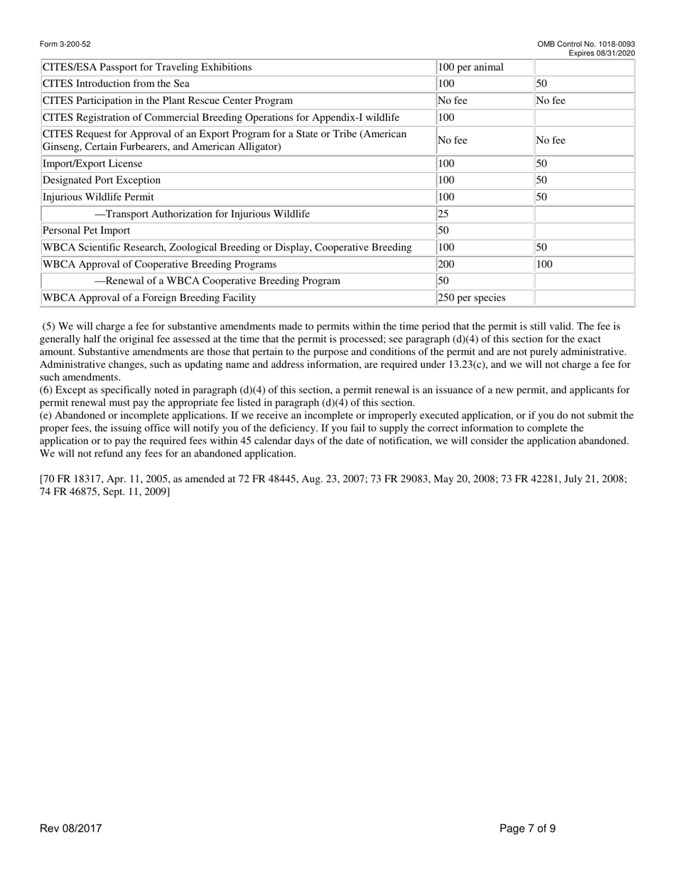 FWS Form 3-200-52 Federal Fish and Wildlife Permit Application Form - Reissuance, Renewal, or Amendment of a Permit, Page 7