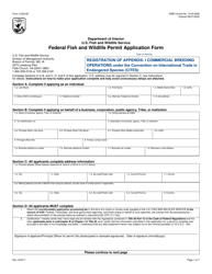 Document preview: FWS Form 3-200-65 Federal Fish and Wildlife Permit Application Form - Registration of Appendix- I Commercial Breeding Operations Under the Convention on International Trade in Endangered Species (Cites)