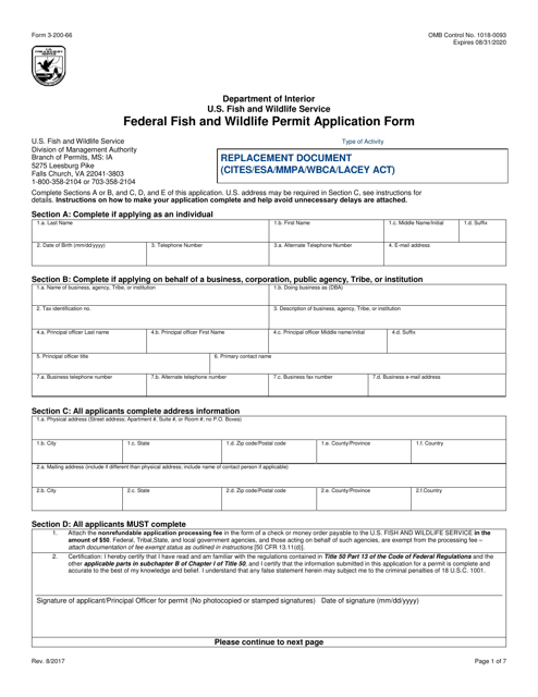 FWS Form 3-200-66  Printable Pdf