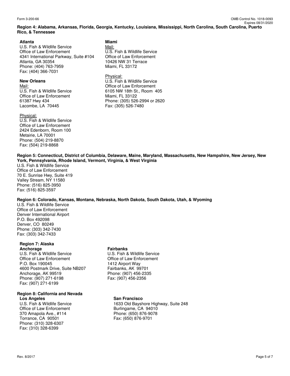 FWS Form 3-200-66 Federal Fish and Wildlife Permit Application Form - Replacement Document (Cites / Esa / Mmpa / Wbca / Lacey Act), Page 5