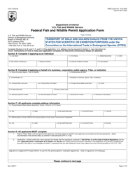 FWS Form 3-200-69 License/Permit Application Form: Transport of Bald and Golden Eagles From the U.S. for Scientific or Exhibition Purposes Under Cites
