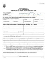 Document preview: FWS Form 3-200-73 Federal Fish and Wildlife Permit Application Form - Re-export of Wildlife Under the Convention on the International Trade in Endangered Species (Cites)