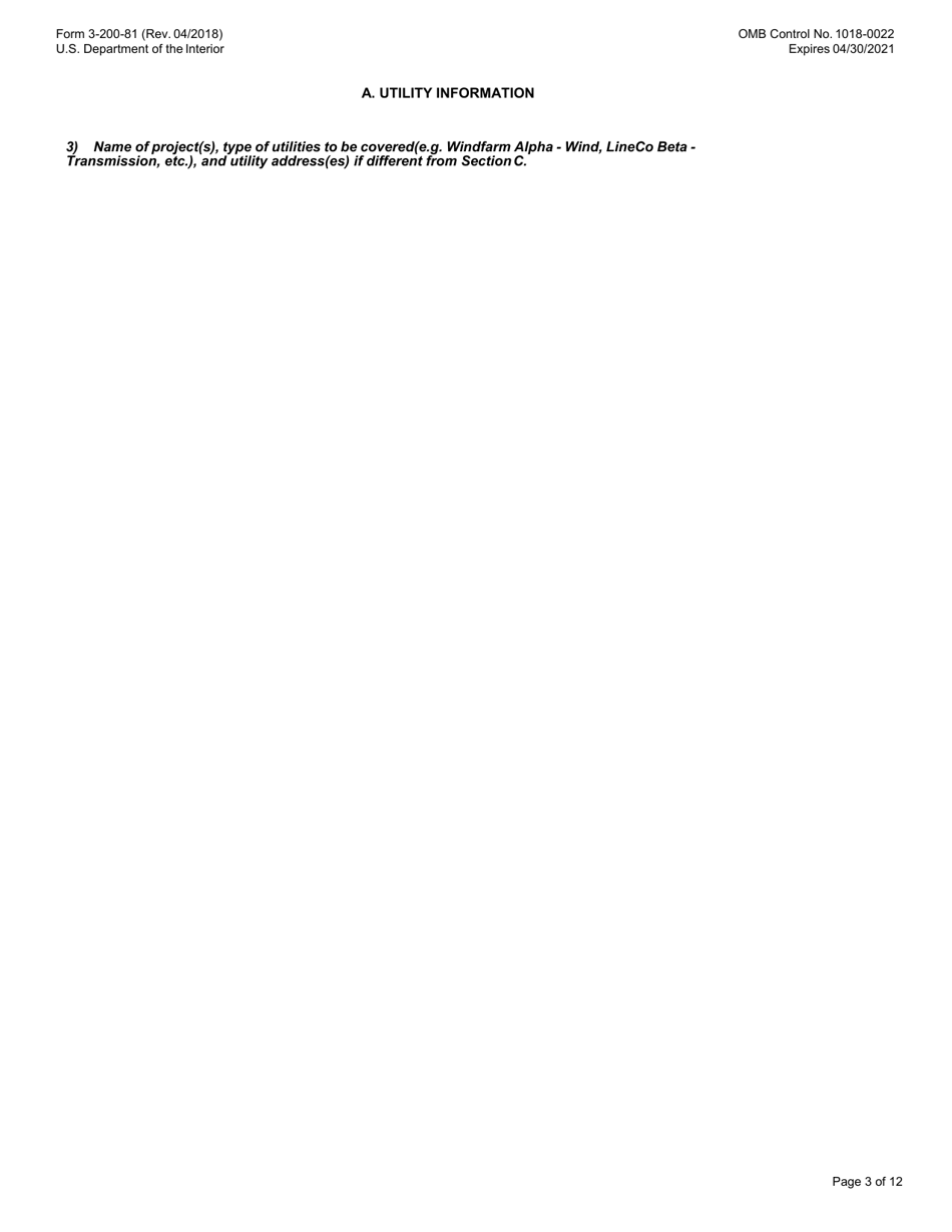 FWS Form 3-200-81 Federal Fish and Wildlife Permit Application Form - Special Purpose  Utility, Page 3