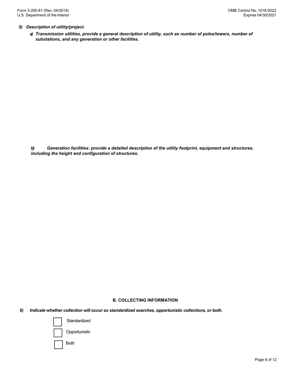 FWS Form 3-200-81 Federal Fish and Wildlife Permit Application Form - Special Purpose  Utility, Page 6