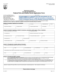 Document preview: FWS Form 3-200-85 Permit Application Form: Establishment of a Master File for the Export of Live Animals Bred in Captivity Under Cites (Multiple Commercial Shipments)