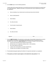 FWS Form 3-200-85 Permit Application Form: Establishment of a Master File for the Export of Live Animals Bred in Captivity Under Cites (Multiple Commercial Shipments), Page 4
