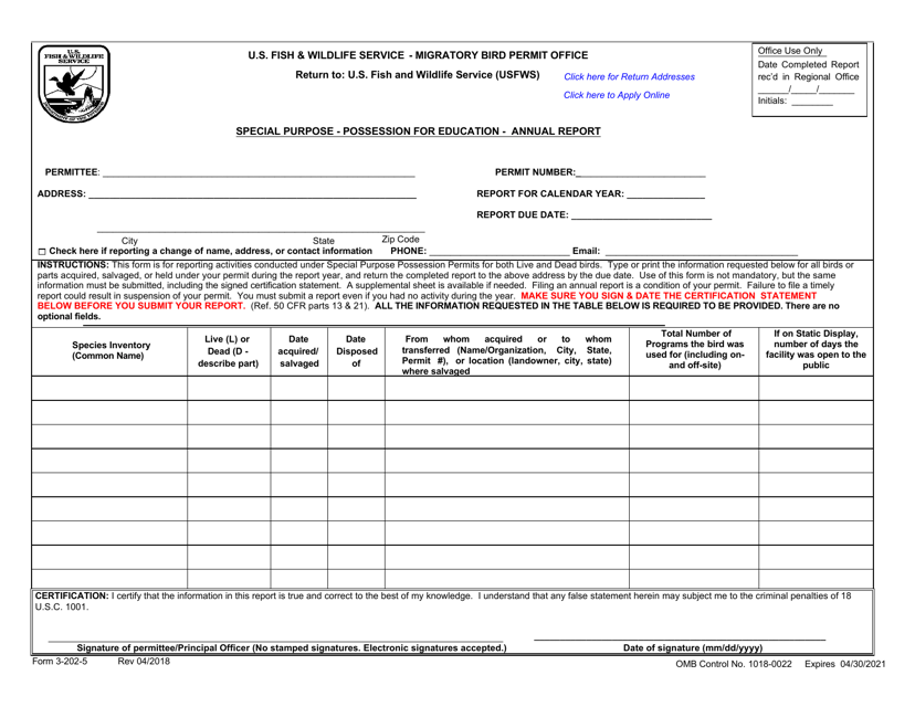 FWS Form 3-202-5  Printable Pdf