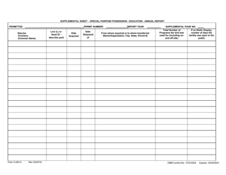 FWS Form 3-202-5 Special Purpose - Possession for Education - Annual Report, Page 2
