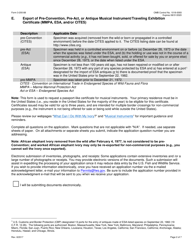FWS Form 3-200-88 Federal Fish and Wildlife Permit Application Form - Pre-convention, Pre-act, or Antique Musical Instruments Certificate (Cites, Mmpa and/or Esa), Page 2