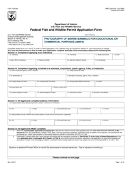 Document preview: FWS Form 3-200-86 Federal Fish and Wildlife Permit Application Form - Photography of Marine Mammals for Educational or Commercial Purposes (Mmpa)