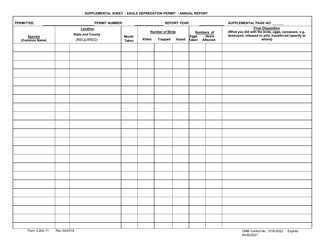 FWS Form 3-202-11 Eagle Depredation - Annual Report, Page 2