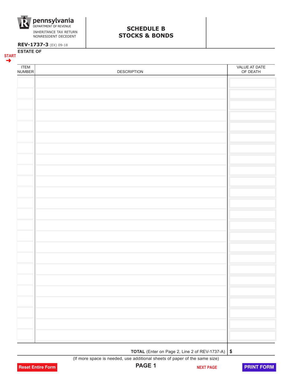 Form REV-1737-3 Schedule B Download Fillable PDF or Fill Online Stocks ...