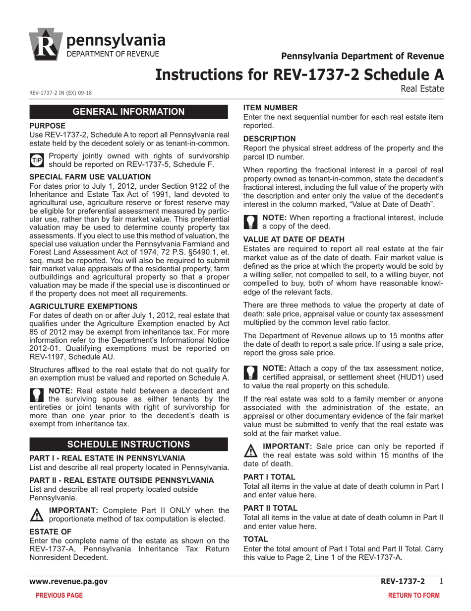 Form REV17372 Schedule A Download Fillable PDF or Fill Online Real Estate in Pennsylvania