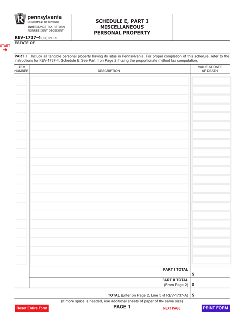 Form REV-1737-4 Schedule E  Printable Pdf