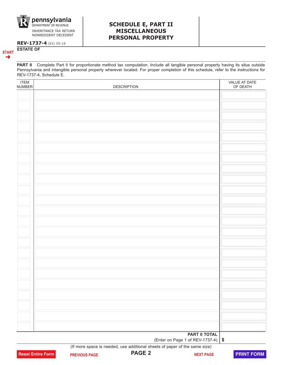 Form REV-1737-4 Schedule E Miscellaneous Personal Property - Pennsylvania, Page 2