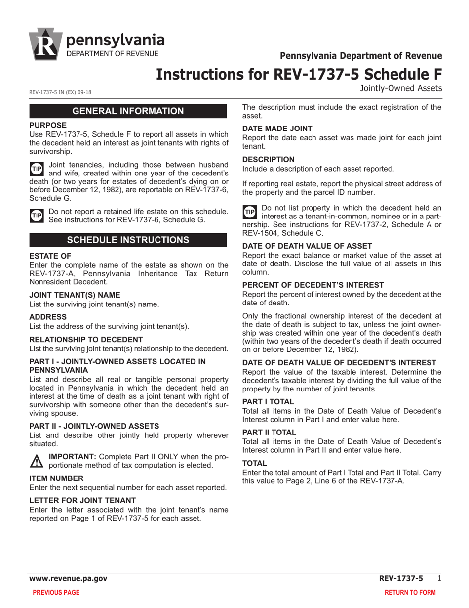 Form REV17375 Schedule F Download Fillable PDF or Fill Online JointlyOwned Assets