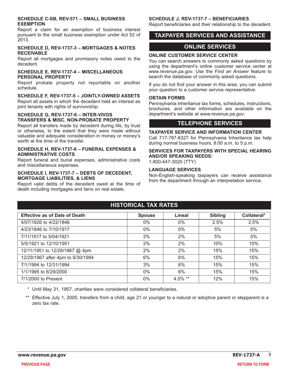 Form REV-1737-A Inheritance Tax Return - Nonresident Decedent - Pennsylvania, Page 13