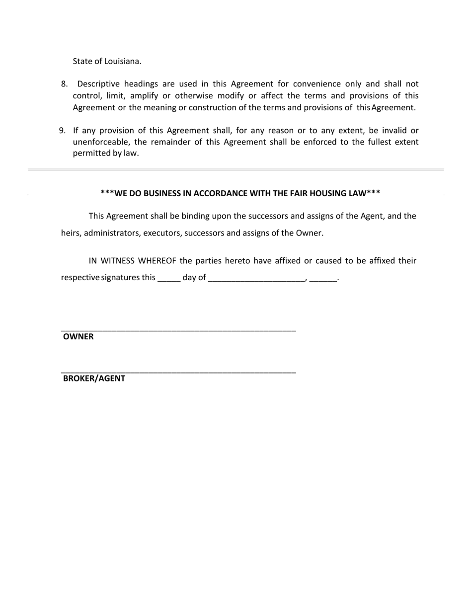 Sample Property Management Agreement Form - Louisiana, Page 5
