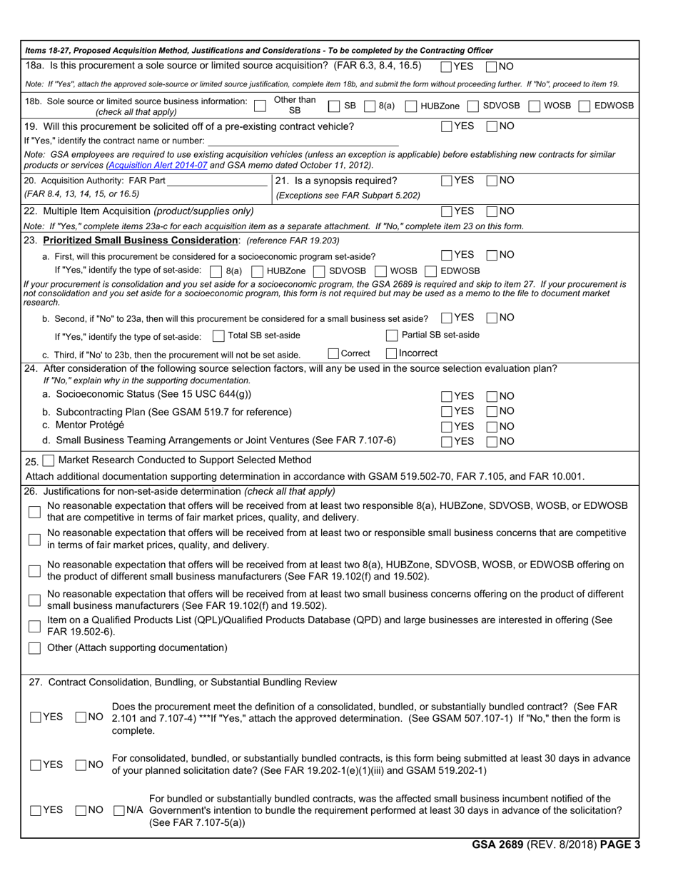 GSA Form 2689 Small Business Analysis Record, Page 3