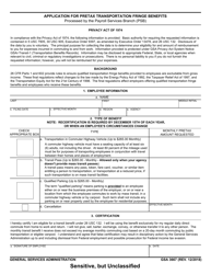 GSA Form 3667 Application for Pretax Transportation Fringe Benefits