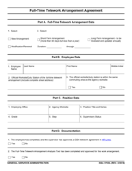GSA Form 3703A Full-Time Telework Arrangement Agreement