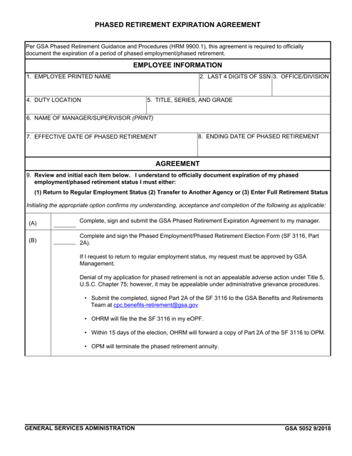 GSA Form 5052  Printable Pdf