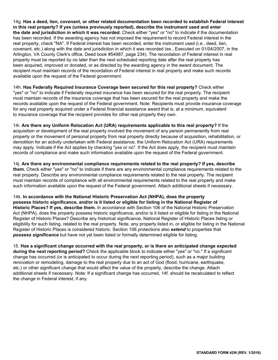 Instructions for Form SF-429 Real Property Status Report, Page 4