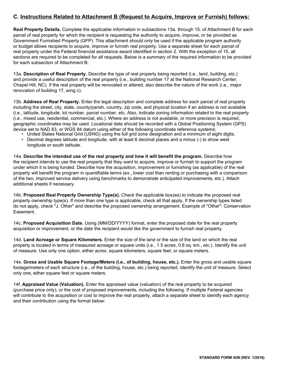 Download Instructions for Form SF429 Real Property Status Report PDF