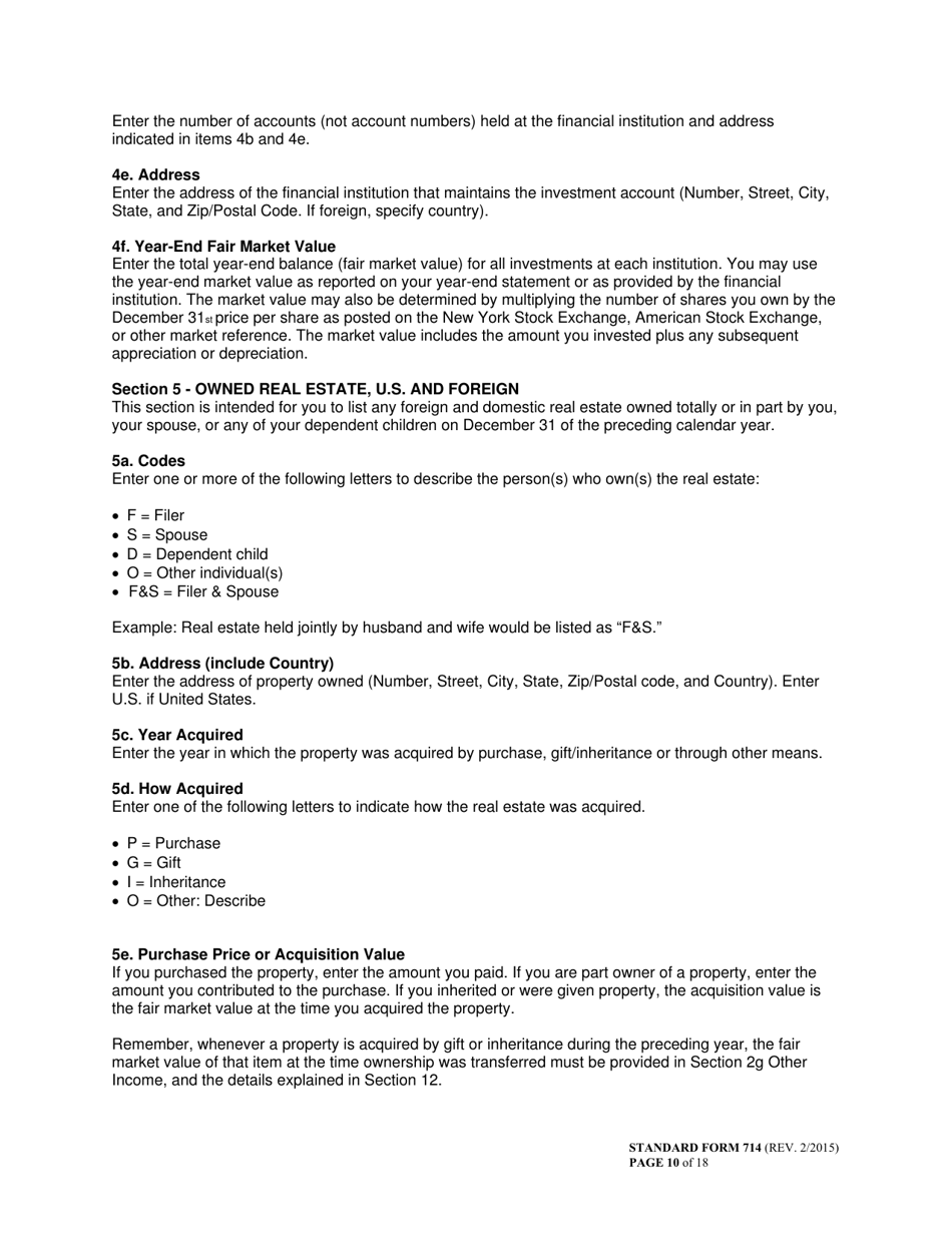 Form SF-714 Financial Disclosure Report, Page 10