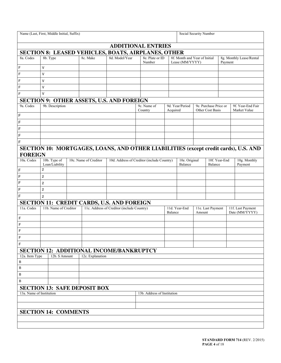 Form SF-714 Financial Disclosure Report, Page 4