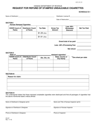 Form CG-27 Schedule D-1 Request for Refund of Stamped Unsaleable Cigarettes - Kansas