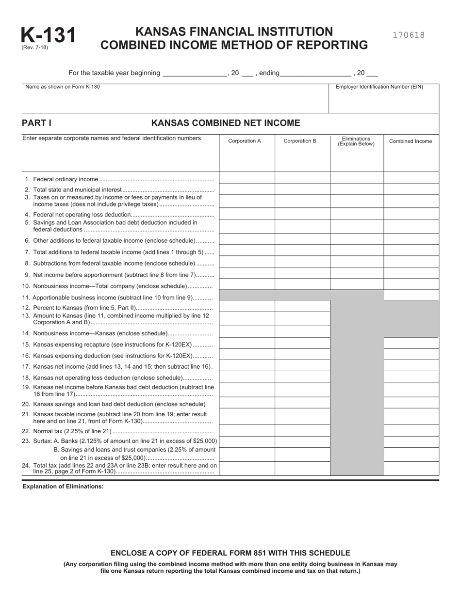 Form K-131 - Fill Out, Sign Online and Download Fillable PDF, Kansas ...