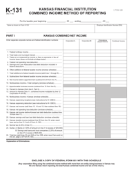 Form K-131 Kansas Financial Institution Combined Income Method of Reporting - Kansas