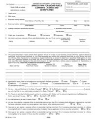 Form MF-26 Application for Liquid Fuels Carrier's License and Certificates - Kansas