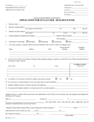 Form MF-40 Application for Lp-Gas User - Dealer License - Kansas