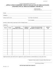 Document preview: Form MF-48 Application to Report and Pay Lp-Gas Tax on Mileage Basis and for Annual Mileage Permit and Decal - Kansas