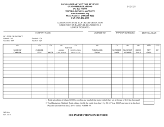 Document preview: Form MF-54A Alternative Fuel Tax Credit/Deduction - Kansas