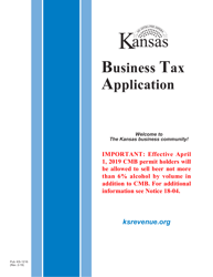 Document preview: Form CR-1216 Kansas Business Tax Application Packet - Kansas