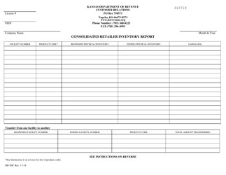 Document preview: Form MF-90C Consolidated Retailer Inventory Report - Kansas